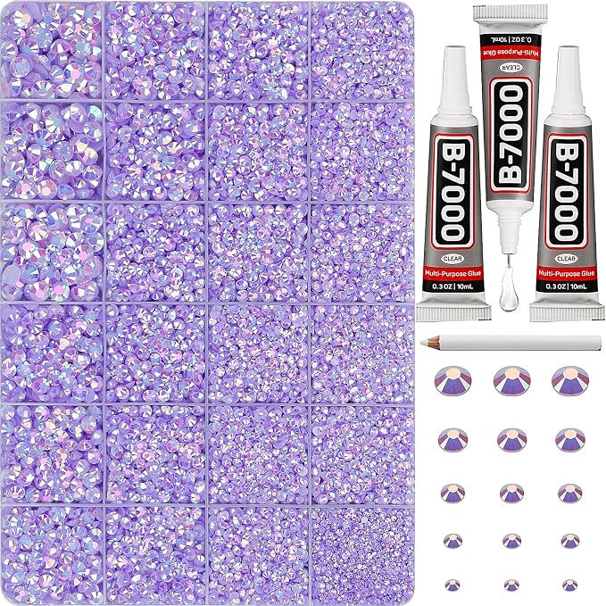 33000Pcs Lavender Rhinestones for Bedazzling, Mixed Sizes 2-6mm Bedazzler Kit by Worthofbest