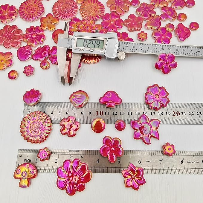 500g/1.1lb Ceramic Mosaic Tiles Mixed Shapes of Flowers, Mushrooms - Image 5