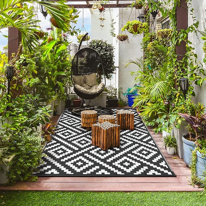 GENIMO 5x8 Outdoor Rug Waterproof, Reversible Mats, Outdoor Area Rug, Plastic - Image 3