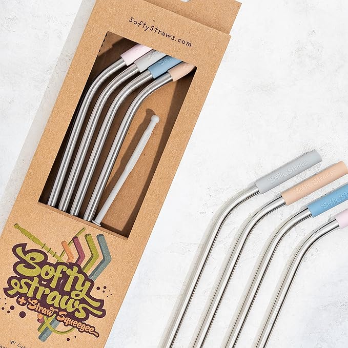 Softy Straws Premium Reusable Stainless Steel Drinking Straws - Image 5
