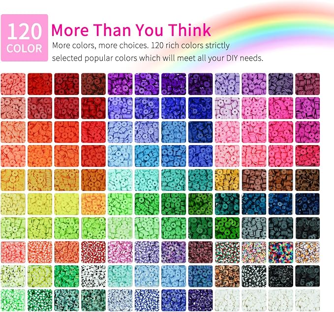 20, 120 Colors 6 Boxes Polymer Beads Spacer Heishi Beads & Jewelry Kit - Image 4