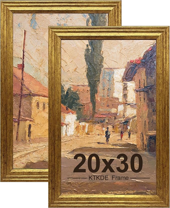 KTKDE 20x30 Picture Frame Set of 2, Ornate Vintage Poster Frames - Image 8