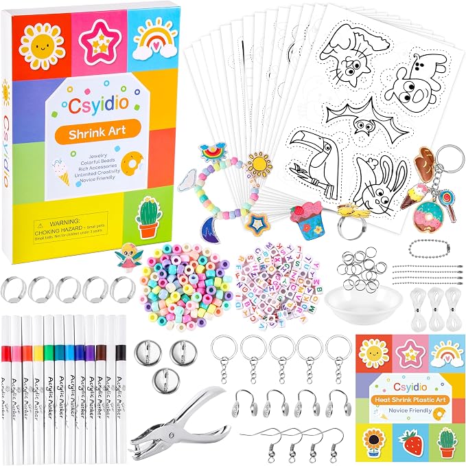 286 PCS Shrink Art Paper Kit Includes 14 PCS Shrink Plastic Sheets and 272 PCS by Csyidio