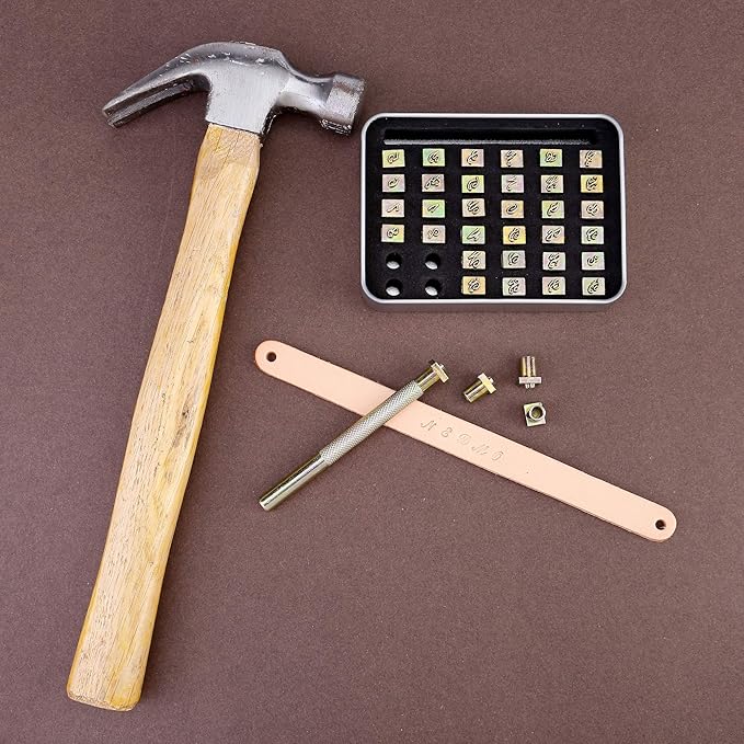 Yoption 37 Pieces Leathercarft Stamping Tool Set, 6mm Alphabet Letters and Numbers Stamps Leather Craft Stamping Tools with Gift Box