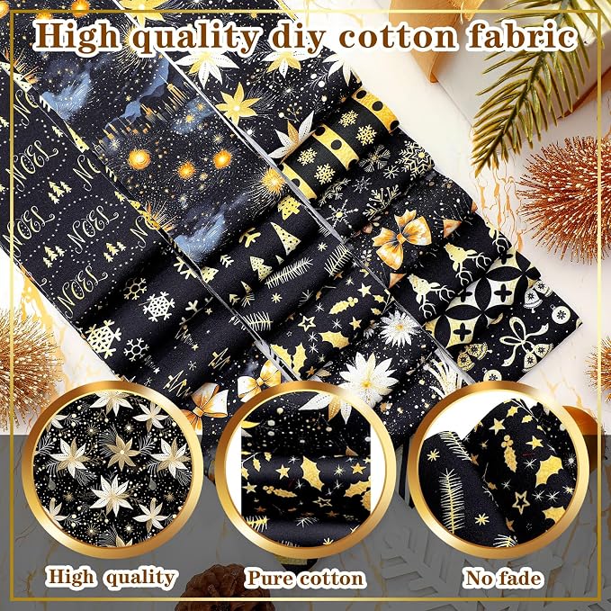 Hosuly 40 Pcs Black Gold Christmas Jelly Fabric - Image 4