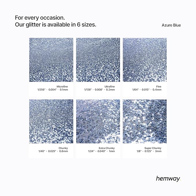 Hemway Polyurethane & Epoxy Resin Glitter 100g / 3.5oz Metallic Crystal Flake Additive for Flooring Jewelry Tumblers Glass Pigment - Extra Chunky (1/24" 0.040" 1mm) - Azure Blue