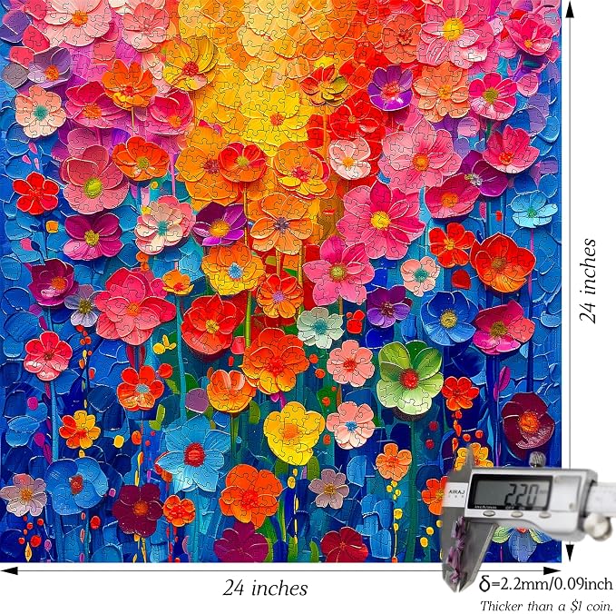 Jigsaw Puzzles for Adults 1000 Pieces, Colorful Flower Wall Puzzles for Adults - Image 4
