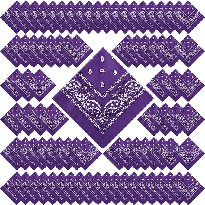 100 Pack Bandanas Unisex Paisley Bandanas Bulk Multi Purpose Cowboy Head Wrap by Handepo