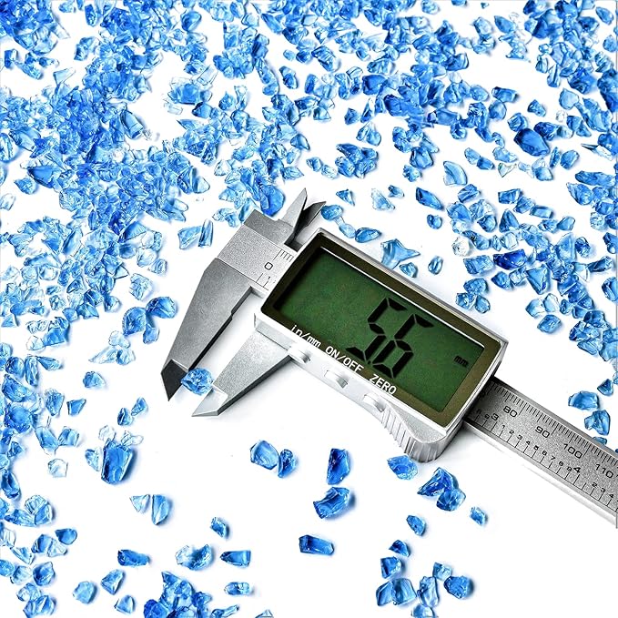 Crushed Glass for Resin Art - 3-6mm Ocean Blue, 1.5lb | Broken Glass Pieces for Crafts, Vase Filler & Fire Pit Media | Decorative Stones
