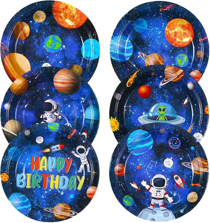 Funnymoom 60 Pcs Outer Space Birthday Party Supplies 7 Inch Solar System Paper - Image 7