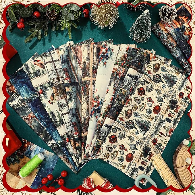 HunnmingRe 20 Pcs 10''x10'' Vintage Christmas Quilting Fabric Square Nutcracker - Image 3