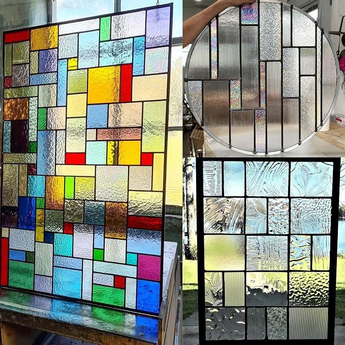 ILLUCKAI 2.2lb Iridescent Clear Stained Glass Scraps Sheets, Irregular Mosaic - Image 6