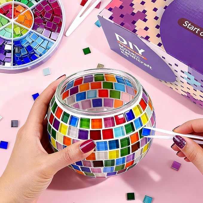 Joyclub DIY Mosaic Candle Holder Kit Mosaic Kits by Joyclub
