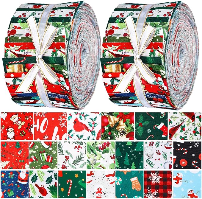Hosuly 40 Pcs Christmas Fabric Jelly Fabric Quilting Patchwork Roll Red and by Hosuly