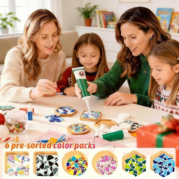 ZAIONE Coaster Crafts Kit for Adults: 6 Sets DIY Mosaic Tiles Coasters - Image 2