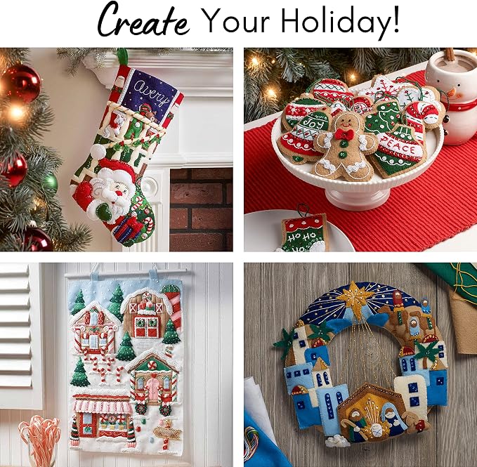 Bucilla Cross-Stitch 14 Piece Ornament Making Kit, Classic Christmas Collection - Image 3