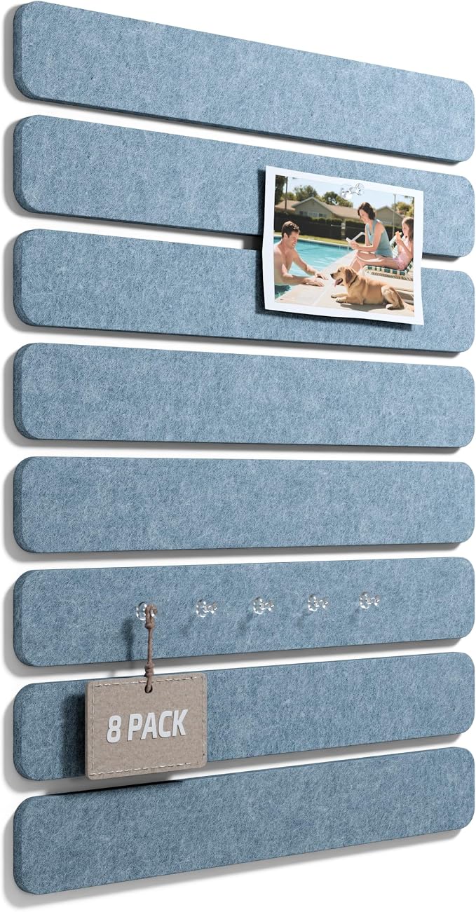 Fluxynara Cork Board Alternative Felt Strip Board 8-Pack 13"x2", Office Pin by FLUXYNARA