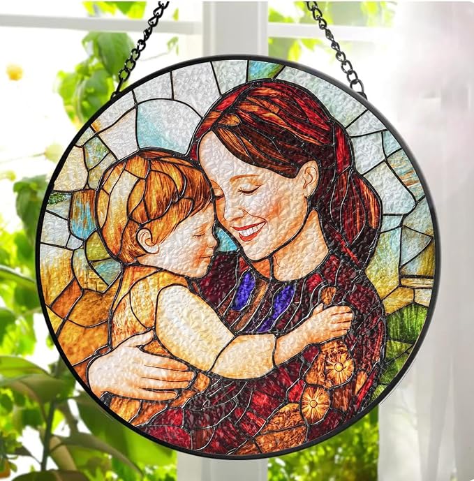 LOVELYPOD Custom Mom Faux Stained Glass Sun Catcher, Personalized Family by LOVELYPOD