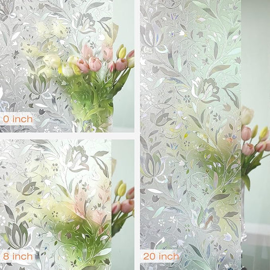 Hilarious Tulip Window Cling, Stained Glass Static Stickers Decorative for Windows, Removable Window Covering Vinyl, Non-Adhesive Stickers (29.5'' x 78.7'')