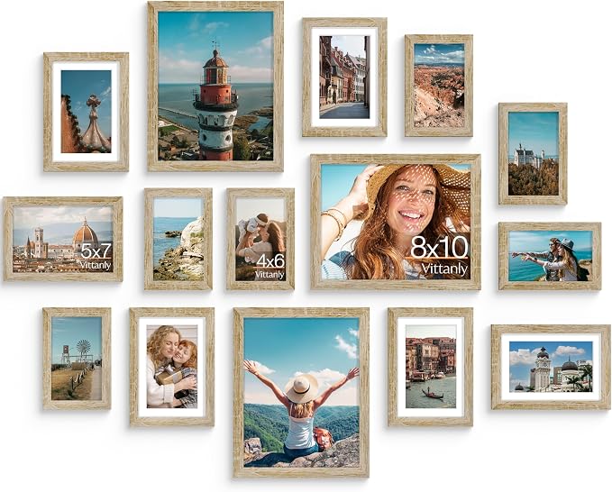 Vittanly 15 Pack Picture Frames Collage Wall Decor, Gallery Frame Set by Vittanly