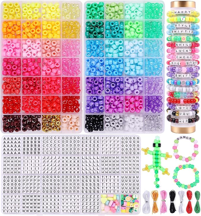 3000Pcs 56 Colors Pony Beads for Bracelet Making Kit, Rainbow Kandi Beads by Wutubug