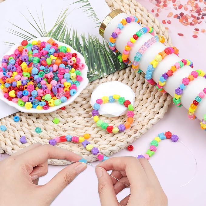 Pony Beads Shapes for Bracelet 1000 Pcs Plastic Star Beads for Friendship - Image 4