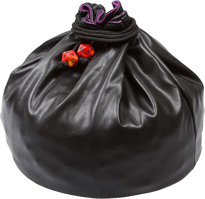 Forged Dice Co. Pouch of The Endless Hoard Dice Bag - Holds Over 1,000 Polyhedral Dice - Dice Storage Bag with 7 Pockets - Perfect for Bulk Dice - Black/Purple