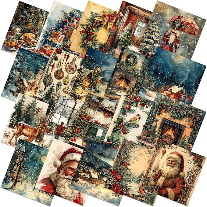 HunnmingRe 20 Pcs 10''x10'' Vintage Christmas Quilting Fabric Square Nutcracker by HunnmingRe
