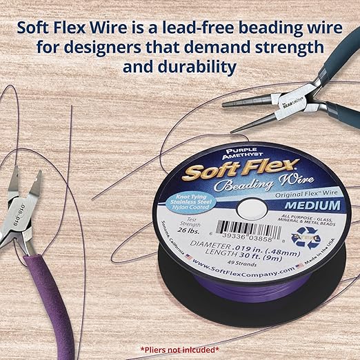 Soft Flex 49 Strand Beading Wire - Medium 0.19 Diameter - 30 Feet Nylon Design Wire