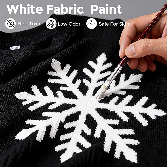 Nicpro White Fabric Paint with Pump, 33.8 fl oz Large Fabric Paint - Image 3