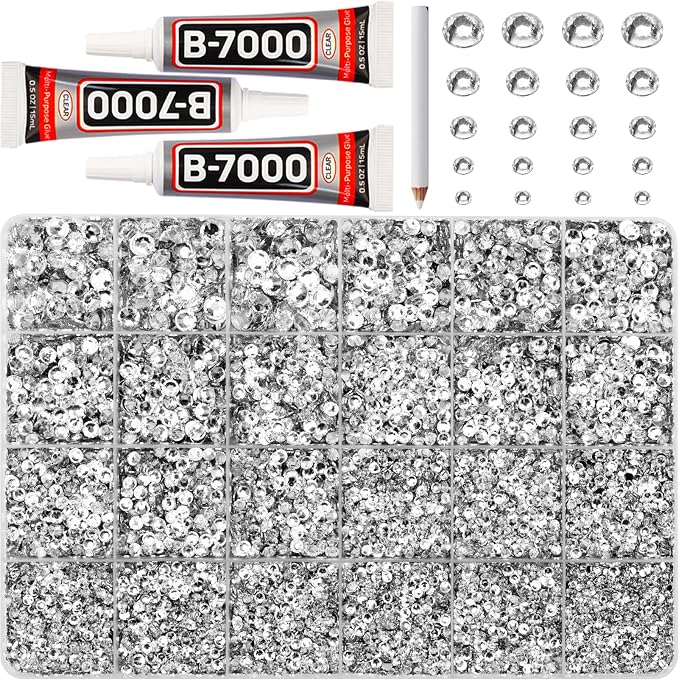 32000Pcs Silver Clear Rhinestones by Worthofbest