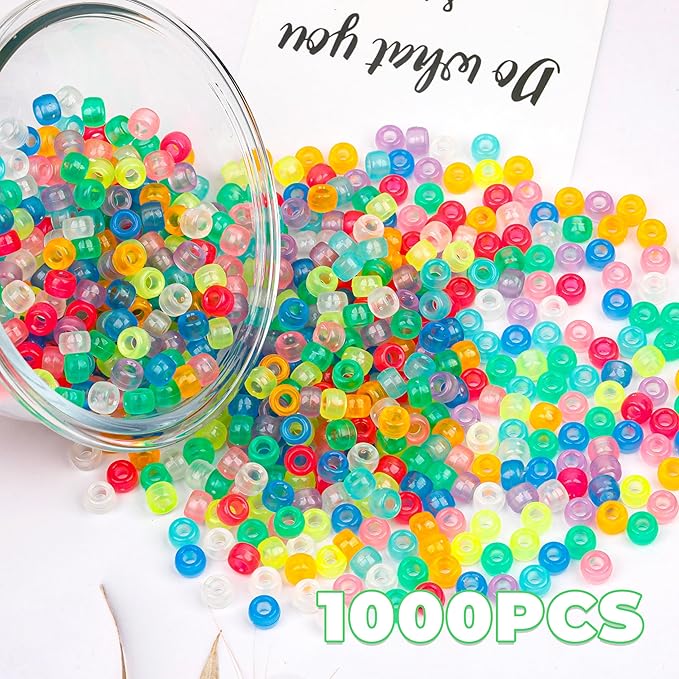 1000Pcs Glow in The Dark Pony Beads 9mm Plastic Kandi Beads Bulk - Image 5