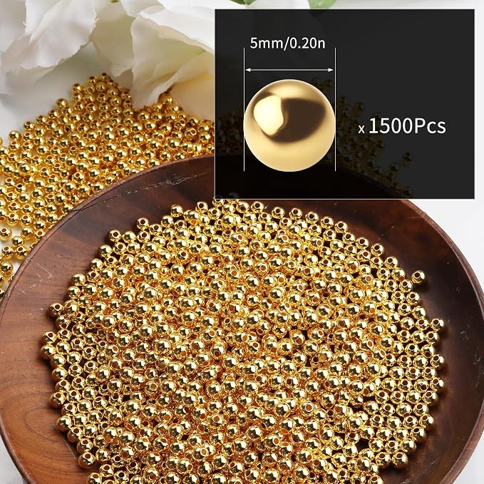 1500pcs Gold 5mm Pearl Beads - Image 2