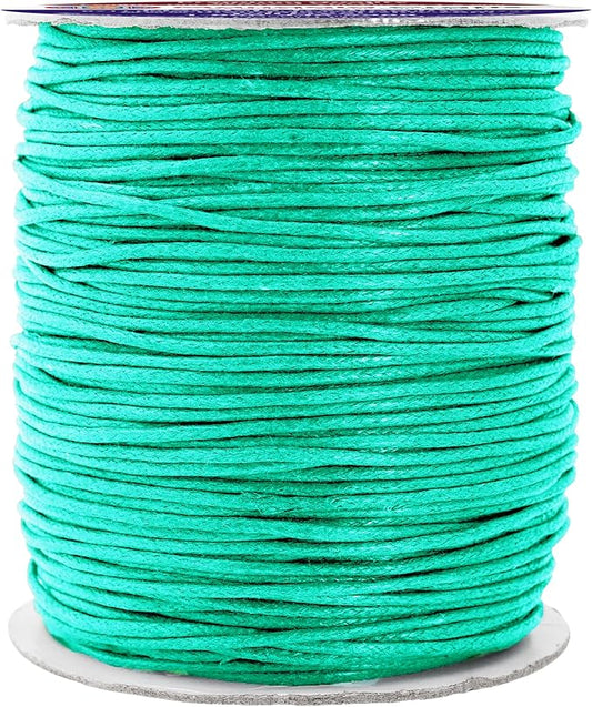 Mandala Crafts 1.5mm 109 Yards Seafoam Green Cotton Waxed Cord for Jewelry Making Bracelet Cord Waxed String - Beading String Thread Jewelry Cords for Necklaces String
