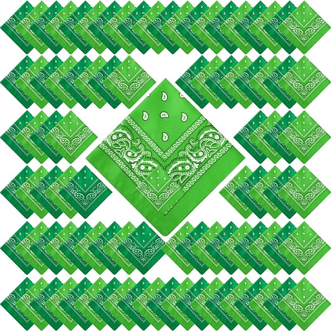 100 Pack Bandanas Unisex Paisley Bandanas Bulk Multi Purpose Cowboy Head Wrap by Handepo