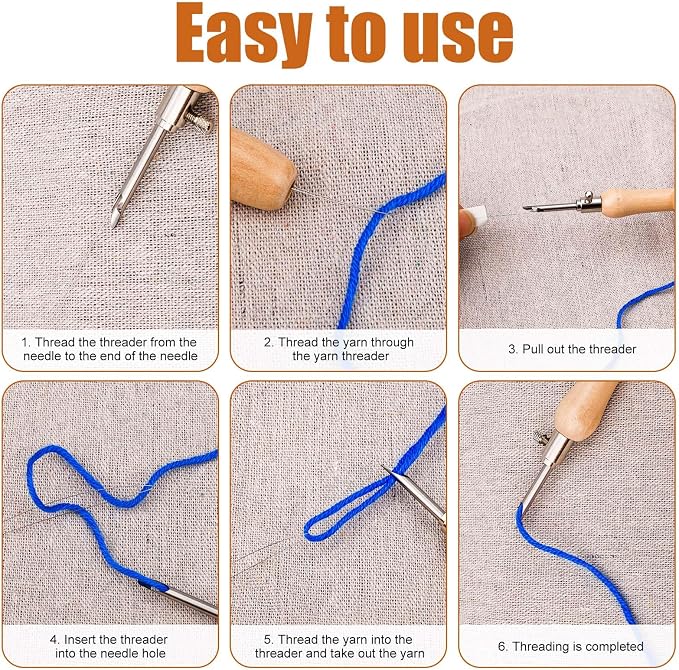 5pcs Punch Needle Kit, Punch Needle Tool Includes 2/3/4mm Metal Punch Needle - Image 6