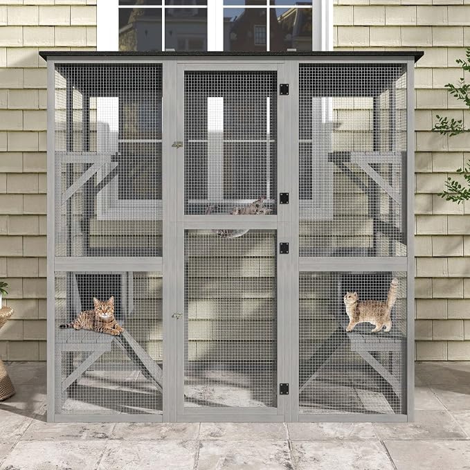 DWVO Cat House Outdoor Catio Kitty Enclosure 71" Walk in Cat Kennel Large - Image 4