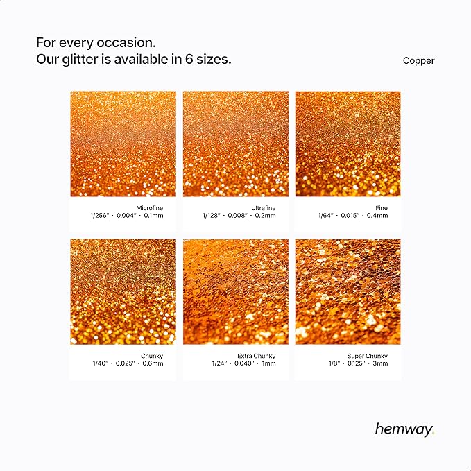 Hemway Polyurethane & Epoxy Glitter Metallic Crystal Flake Additive 100g for Halloween, Jewellery Making, Tumblers and Resin - Ultrafine (1/128" 0.008" 0.2mm) - Copper