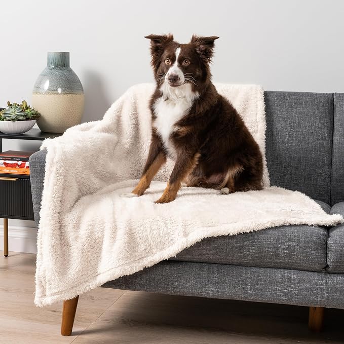 PetAmi Dog Blanket for Small Medium Dogs Beige, Fluffy Soft Puppy Blanket - Image 3