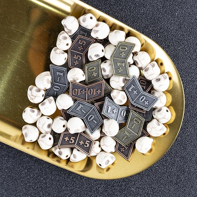 45 Pieces Antique Metal Buff Counter Tokens Magic The Gathering Token Creature Stats or Loyalty Counters for MTG CCG Card Gaming Accessories with Velvet Bag