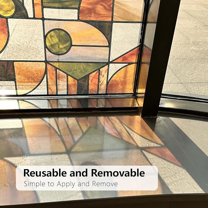 Faux Stained Glass Effect Window Film, Original Double-Sided Hand-Drawn Static - Image 4