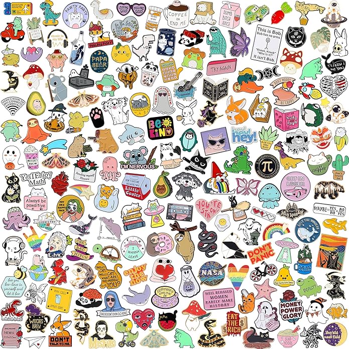 20/40/50 PCS Cute Enamel Backpack Pins, Funny Enamel Pins Bulk Set Cool Button Pins Aesthetic Brooch Lapel Pins Anime for Backpacks, Jackets, Hats, Kids, Girls