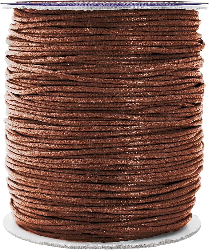 Mandala Crafts 1.5mm 109 Yards Brown Cotton Waxed Cord for Jewelry Making Bracelet Cord Waxed String - Beading String Thread Jewelry Cords for Necklaces String