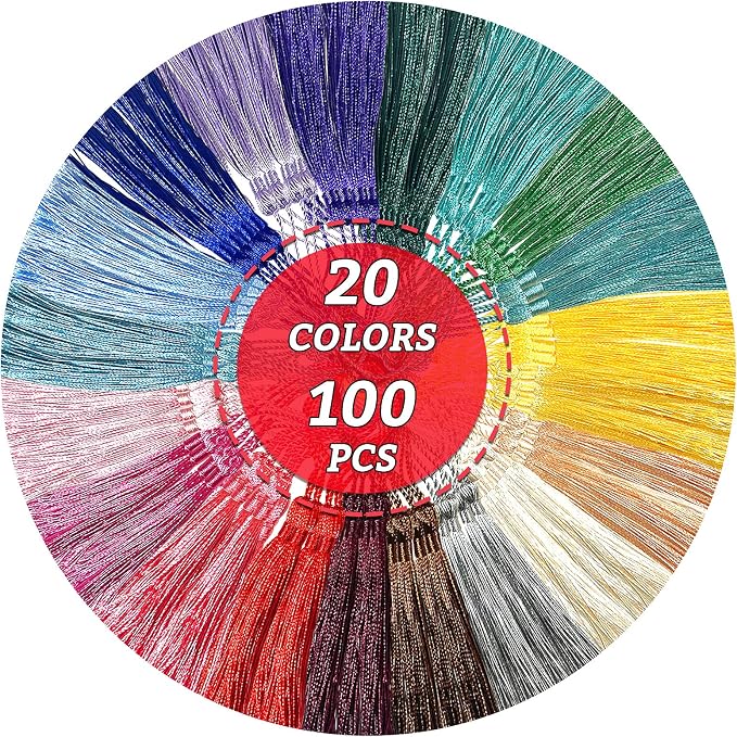 100 Pcs 13cm/5 Inch Silky Handmade Soft Craft Mini Tassels - Image 3