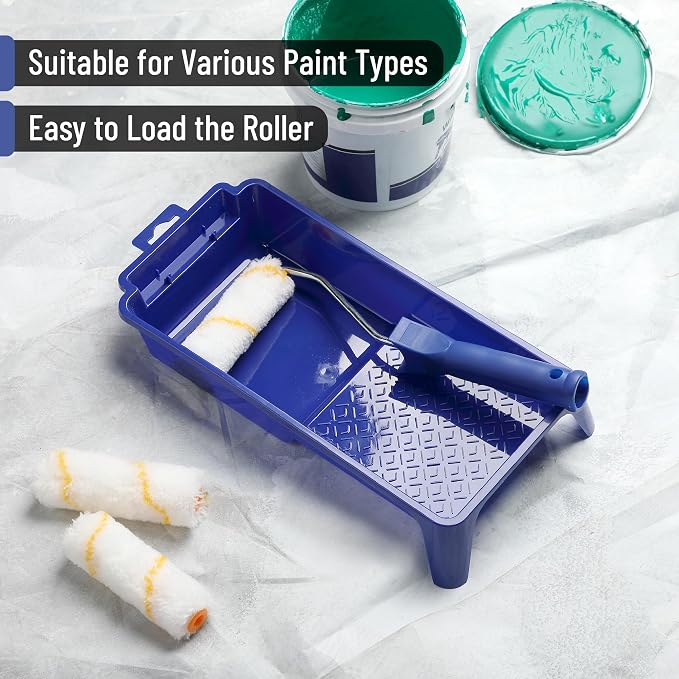 Bates- Paint Tray Set, Paint Roller Kit, 4 Inch Blue Tray & Frame, Small Paint - Image 4