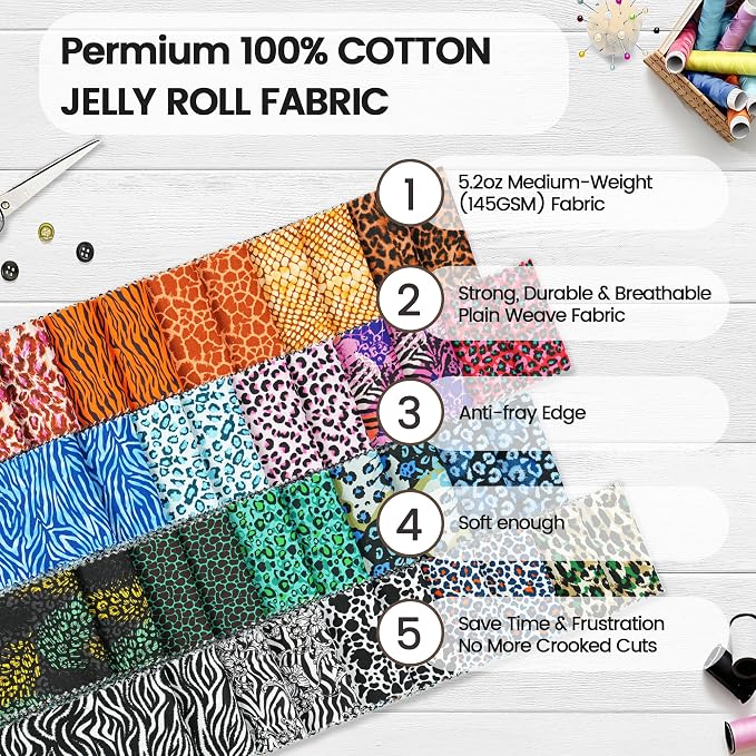 Craftido-20 Options-100% Cotton Jelly Roll Fabric Precut Strips - Image 6