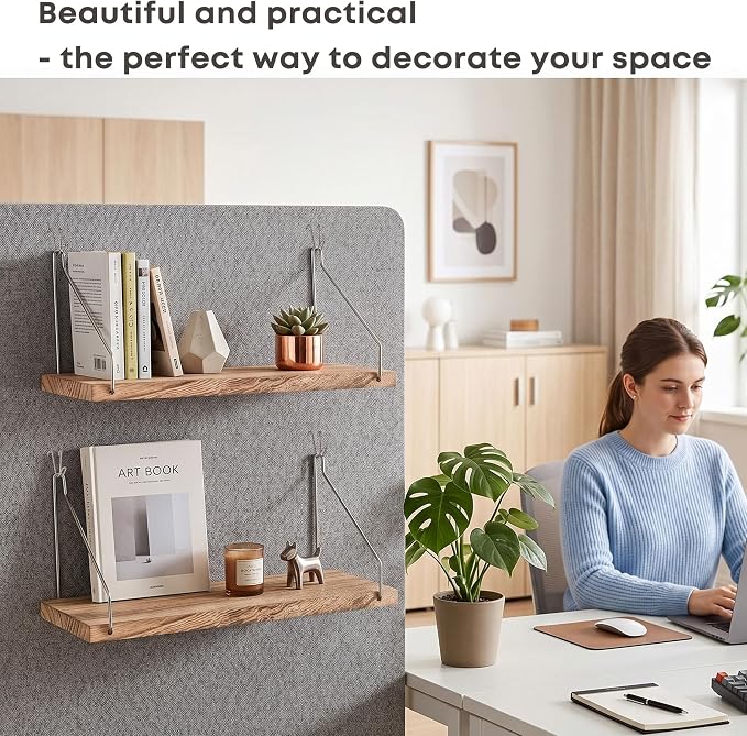 Fabric Wall Cubicle Shelf with Hooks - Image 6