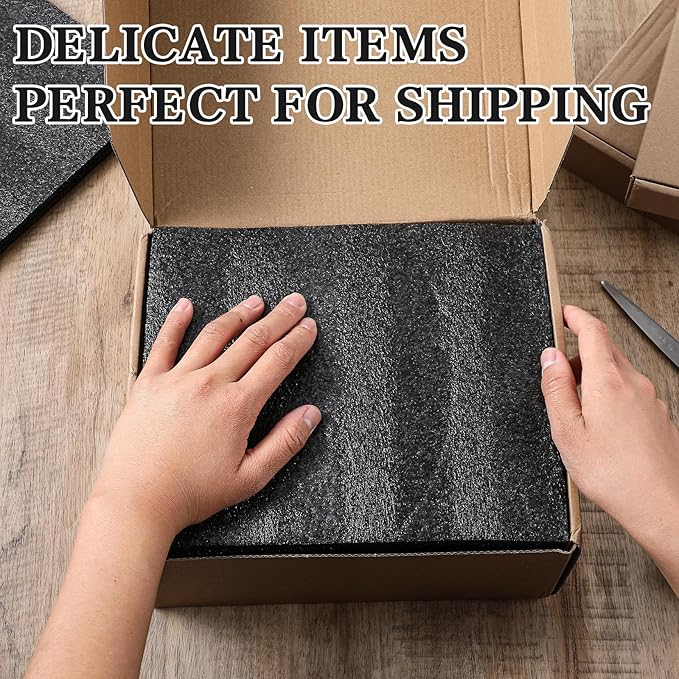15 Pcs 12" x 8" x 0.5" Polyethylene Foam Thick Foam Sheet Firm Black Foam Padding PE Foam Packing Foam Pieces for Craft Shipping Moving