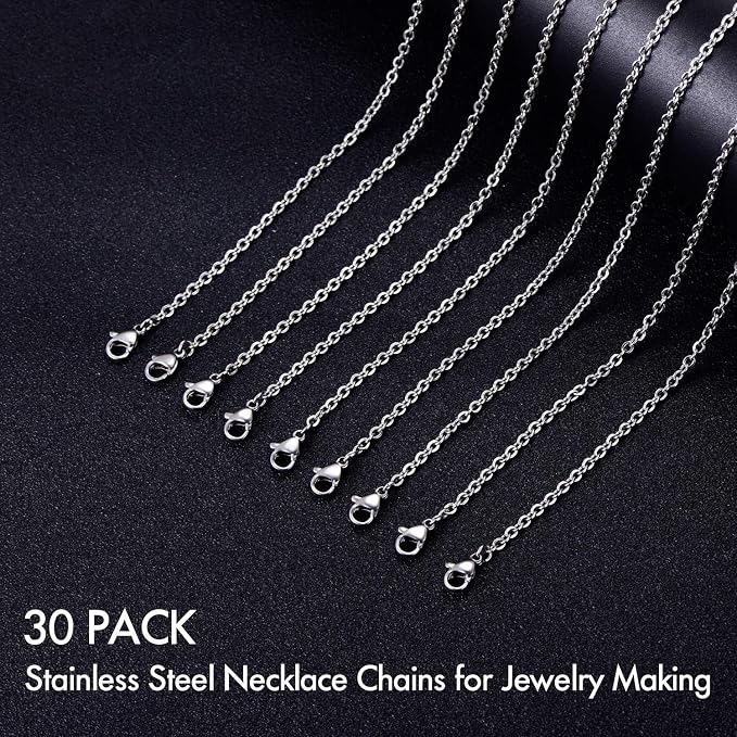 30 Pack 24 Inch Necklace Chain Stainless Steel Link Cable Chain Necklace - Image 4