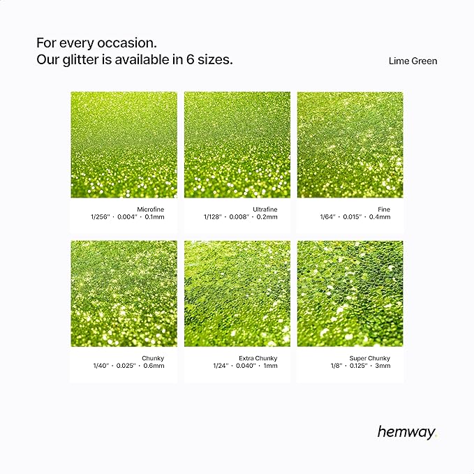 Hemway Glitter for Resin 100g Lime Green Metallic Crystals for Epoxy Craft Super Chunky Flakes Tumblers Wax Melt